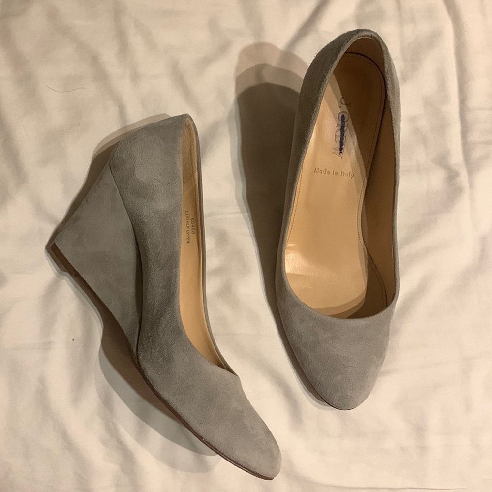 Grey Suede J Crew Sylvia Wedge Heels